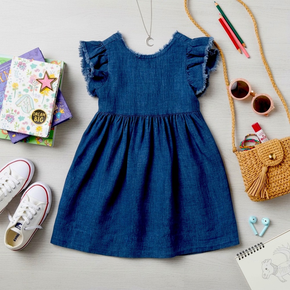 NEW Il Gufo Chambray Linen Dress – Size 12| Italian Luxury